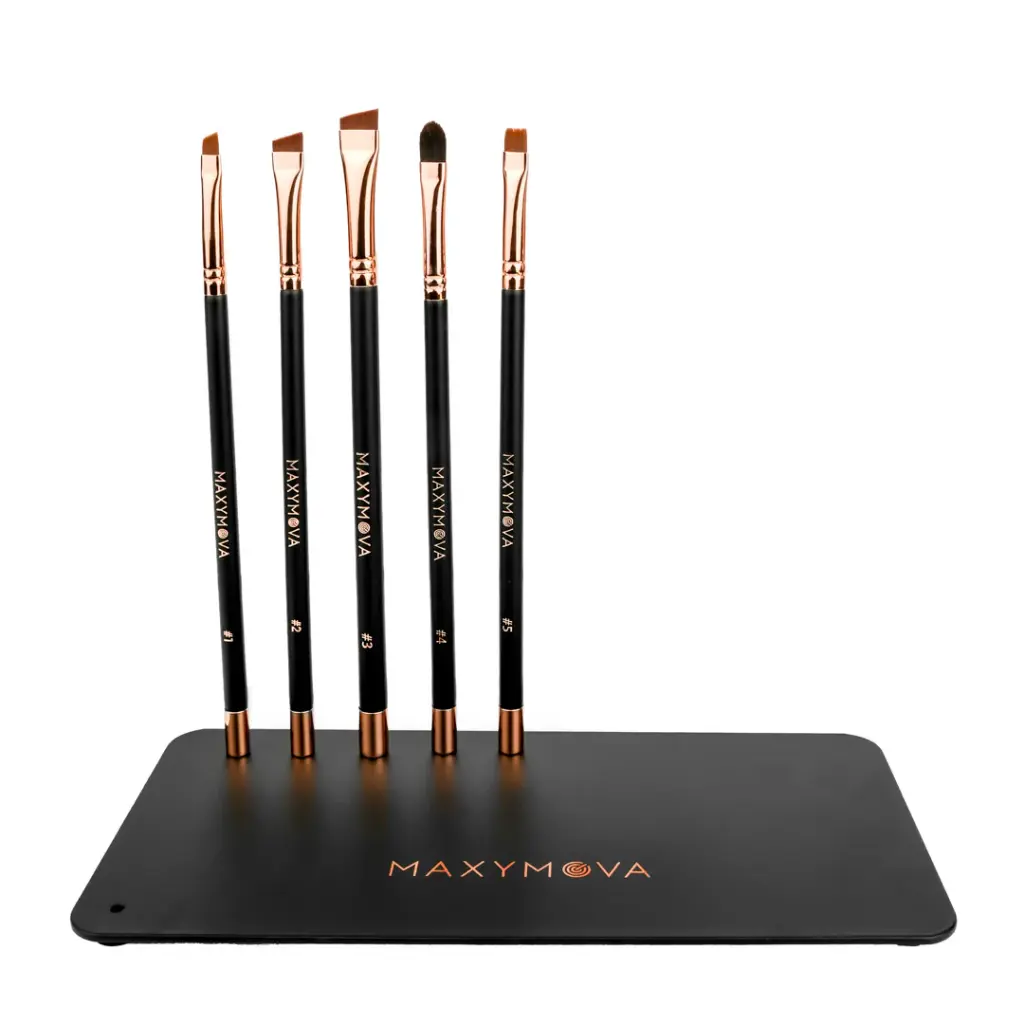 Set Base Metallica con 5 Pennelli Professionali per il Brow Artist e Lamimaker - Pennelli Sopracciglia