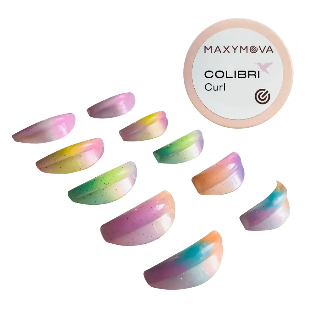 Bigodini Colibrì Curl - Semitrasparenti Colorati - 5 Paia per Laminazione Ciglia
