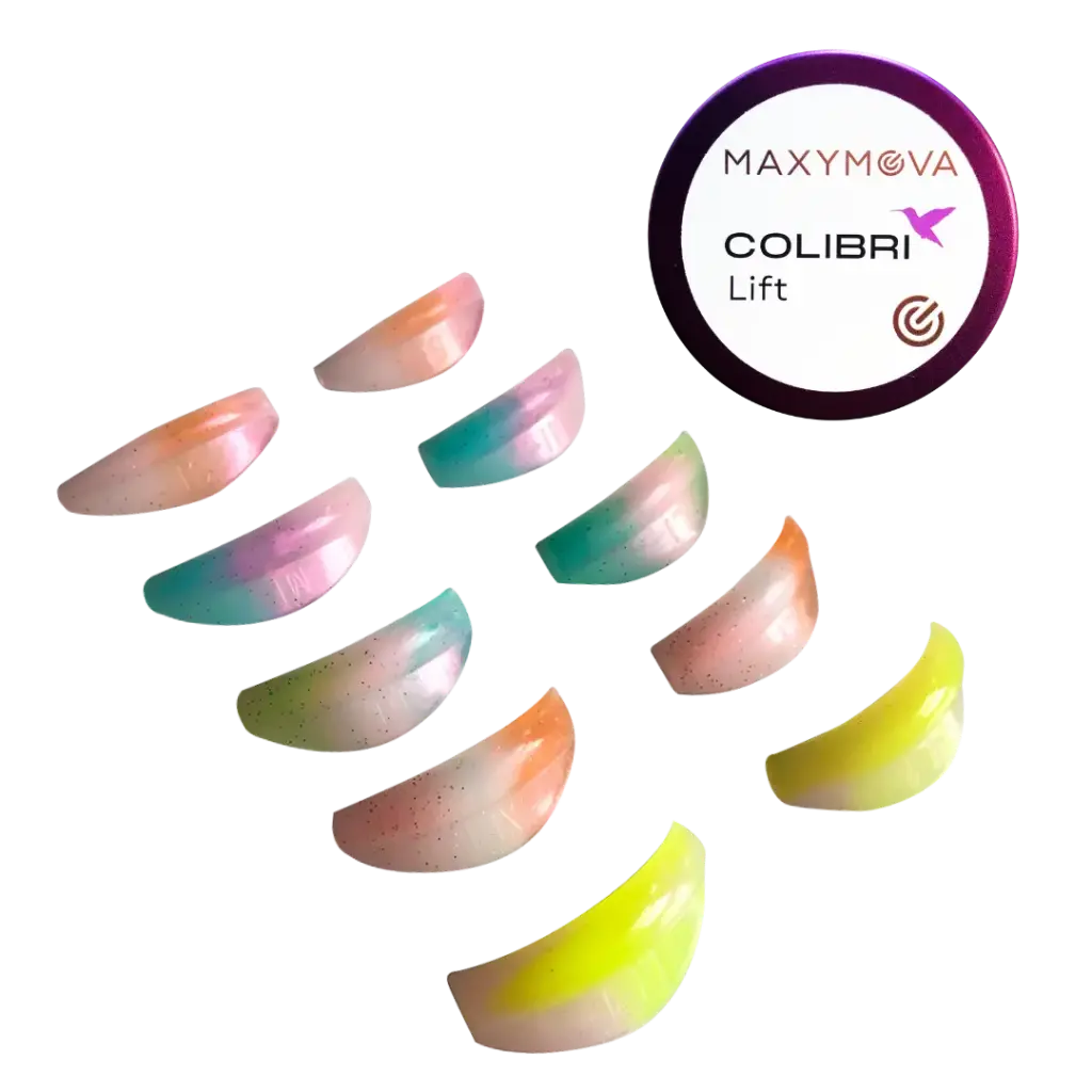 [M0123] Bigodini Colibrì Lift - Semitrasparenti Colorati - 5 Paia per Laminazione Ciglia