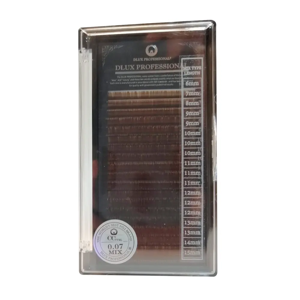 [D0457] Ciglia Extension Dark Brown – Colore Marrone Naturale, DLux Professional (0.07, C, MIX (6-15))