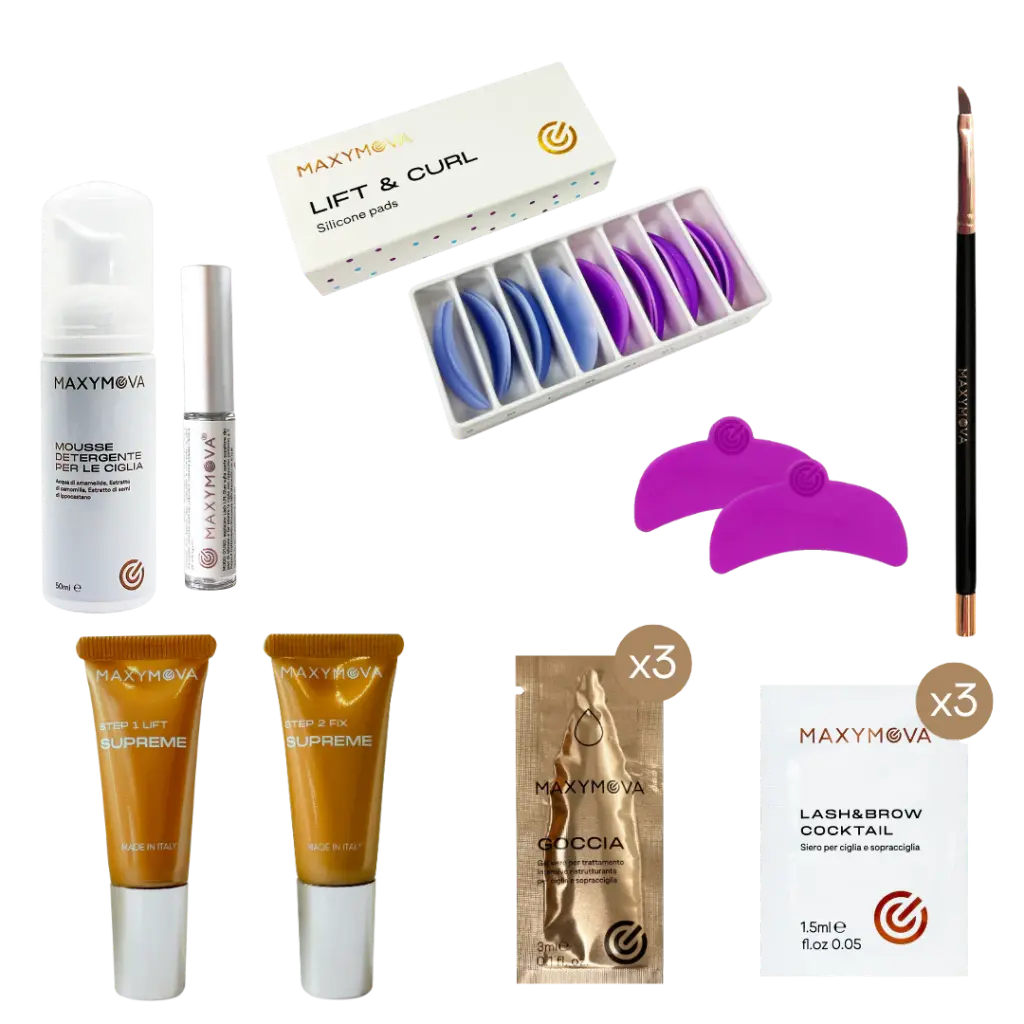 [M0040] Mini Kit con tubi Supreme 10ml per Laminazione Ciglia e Sopracciglia, con Accessori, MAXYMOVA