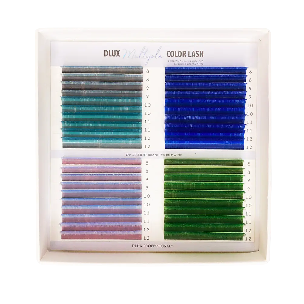 Ciglia Multiple Color 0,07mm Mix Blu-Verde DLux Professional