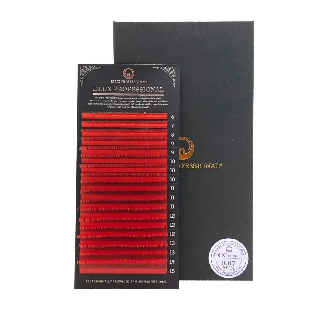 [D0504] Ciglia Premium Colorate Rosse - DLux Professional