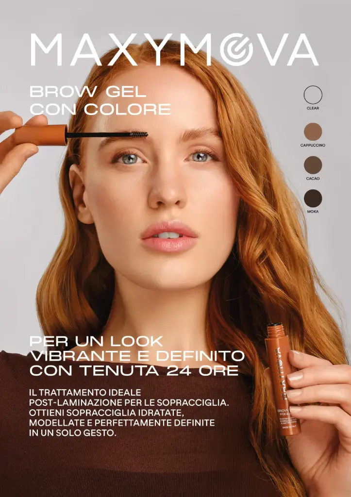 [M0277] Espositore da Banco Brow Gel Fix&Go e Fix&Color MAXYMOVA – Ideale per Saloni di Bellezza (ITALIANO)