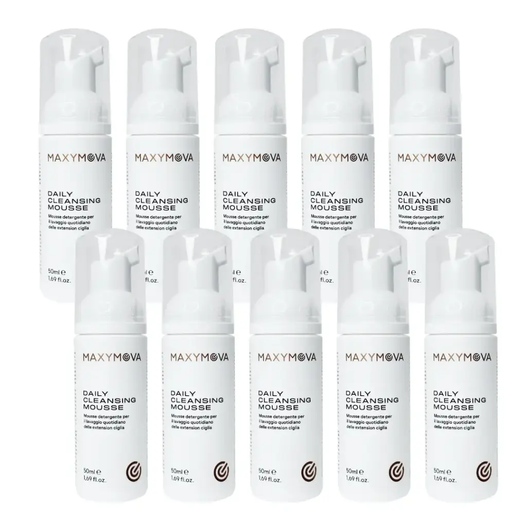 Mousse Detergente 50ml Set 10 pz - Per ciglia & viso con Estratto di Fiori di Camomilla e Acqua di Foglie di Hamamelis