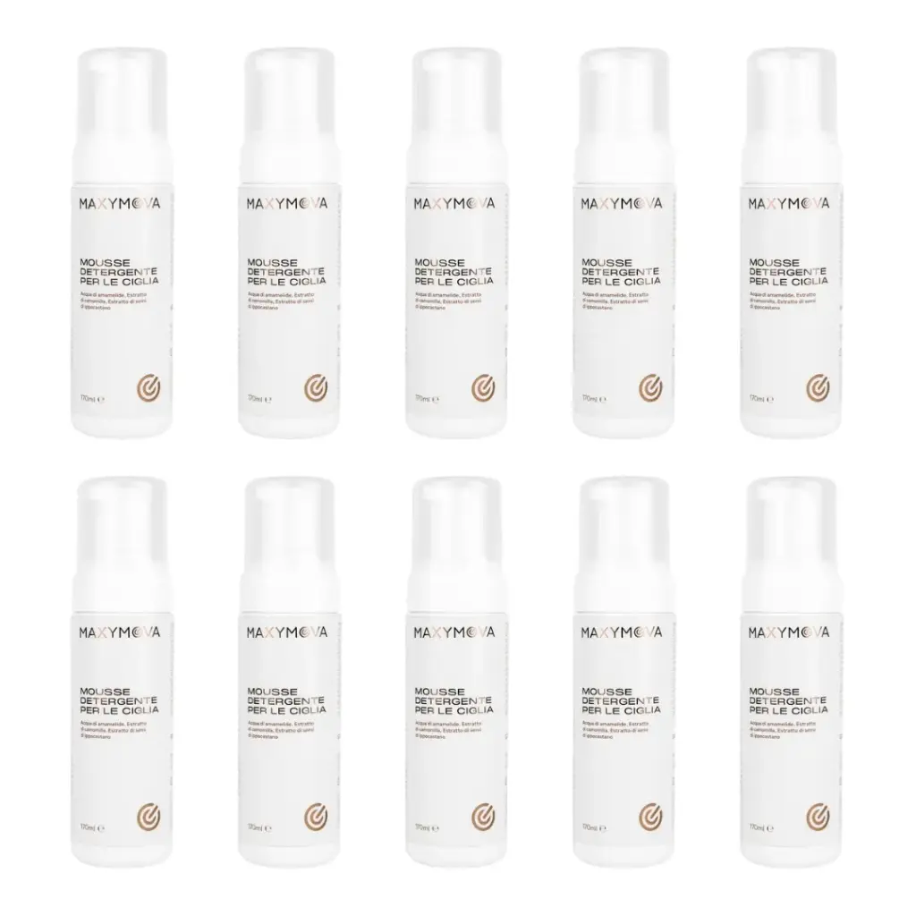 [M0284] Mousse Detergente 170ml Set 10 pz - Per ciglia & viso con Estratto di Fiori di Camomilla e Acqua di Foglie di Hamamelis