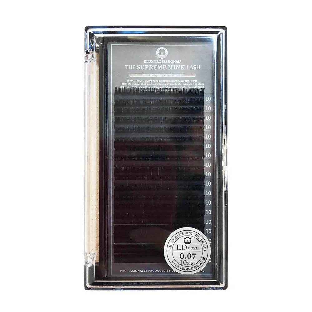 Ciglia per extension Supreme Mink LD0,07mm DLux Professional - Ciglia di lusso per volume 2-5D - Nero opaco intenso