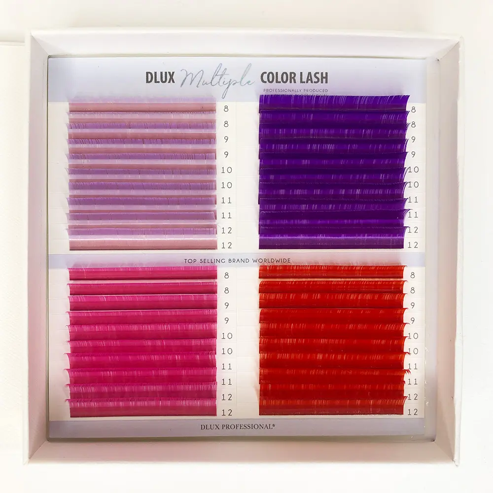 [D0496] Ciglia Multiple Color 0,07mm Mix Rosa-Viola DLux Professional (B)