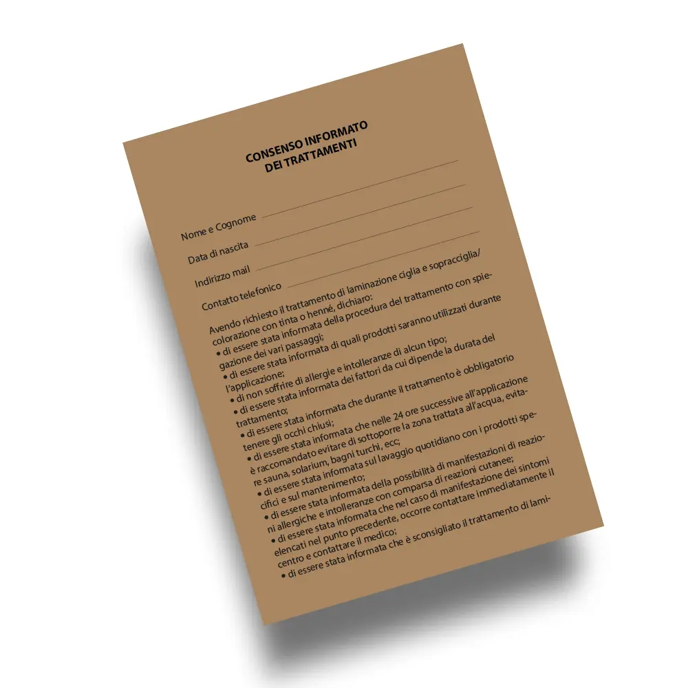 Consensi Informati per la Cliente Set 10 pz - Trattamenti di: Laminazione - Tinta - Henné