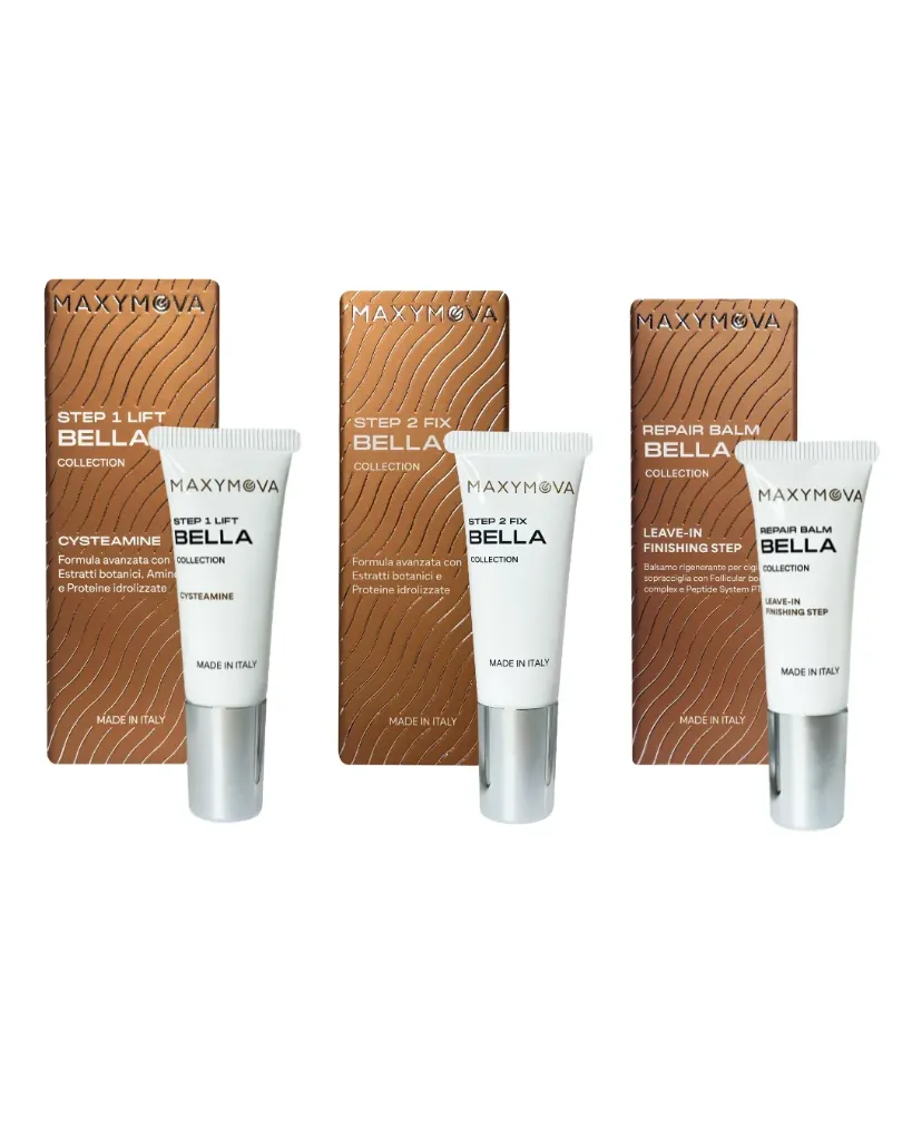 [M0354] Kit Tubi step 1-2-3 Bella Collection 10ml per Laminazione Ciglia e Sopracciglia con Cisteamina
