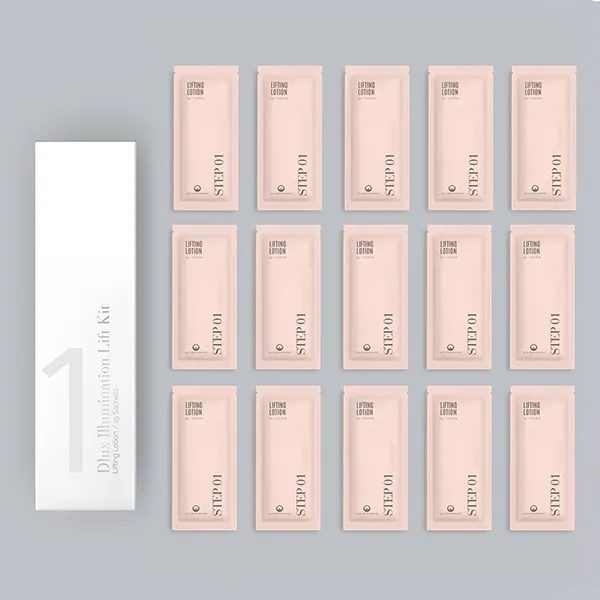 Step 1 bustine DLux Professional - 15pz - Lozione liftante Coreana per la laminazione ciglia e sopracciglia con Cisteamina + Acido tioglicolico