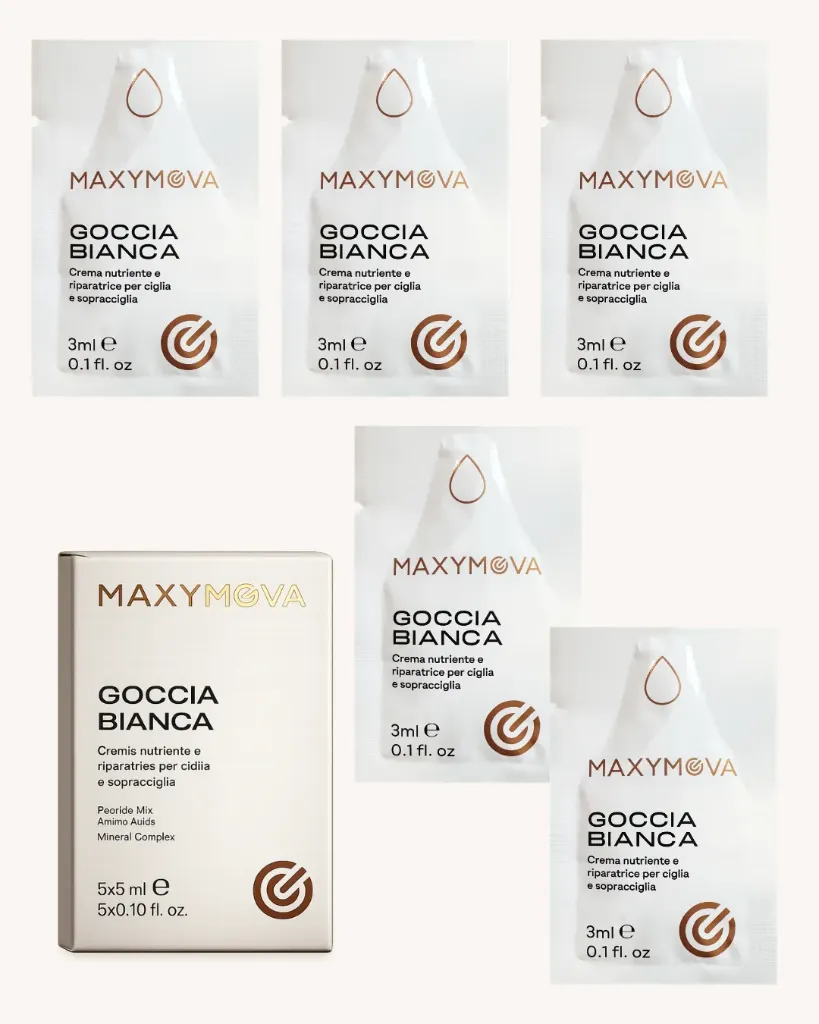 [M0407] Goccia Bianca 3ml bustina x 5 pz - Crema nutriente e riparatrice per ciglia e sopracciglia Laminazione MAXYMOVA