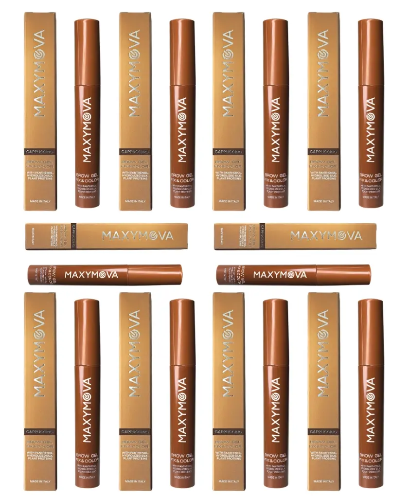 Brow Gel Fix&Color Set 10 pz 5ml tubo - Gel fissante colorato per Styling Sopracciglia, MAXYMOVA